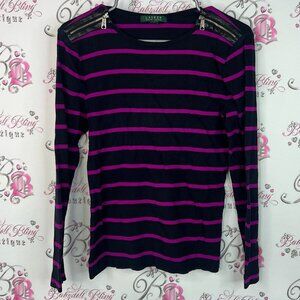 Ralph Lauren Black and Purple Striped Long Sleeve Top purple black navy